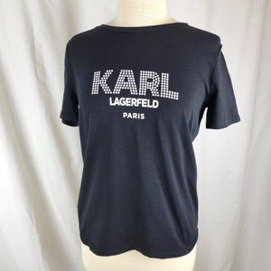 KARL LAGERFELD Paris Black Short Sleeve Graphic T-Shirt - Size Small